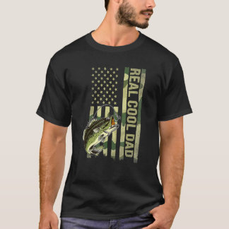 Cooler Vater Angeln Vintager Tag der Flaggenflagge T-Shirt