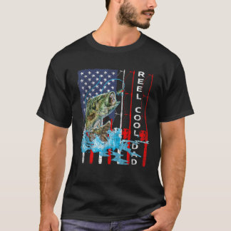 Cooler Vater Bass Fishing USA Flaggentag 4 T-Shirt
