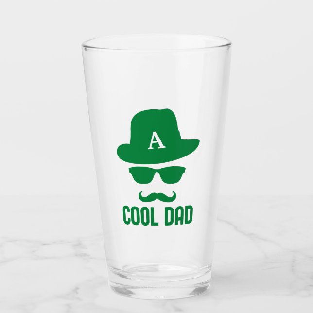 Cooler Vater Bester VATER je cooler Papa mit Monog Glas (Vorderseite)