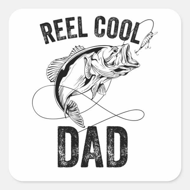 Cooler Vater Fathers Day Fishing-Geschenk Fischer Quadratischer Aufkleber (Vorderseite)