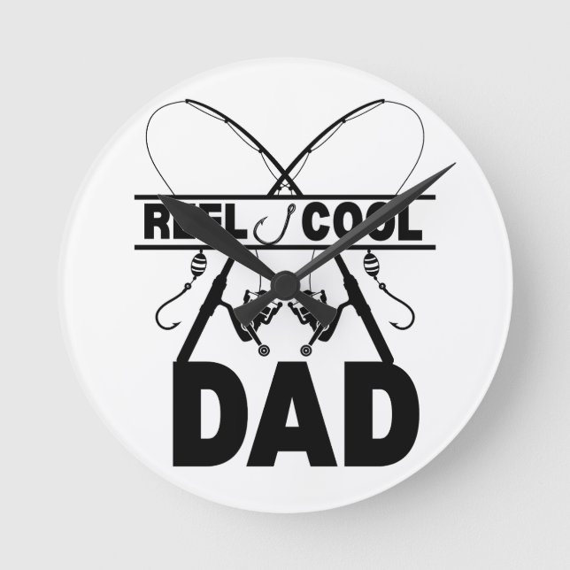 Cooler Vater Fischerei T-Shirt Runde Wanduhr (Vorderseite)