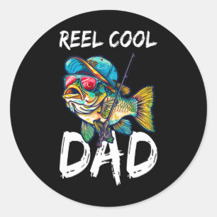 Cooler Vater Fisherman Fathers Day Shirt Runder Aufkleber