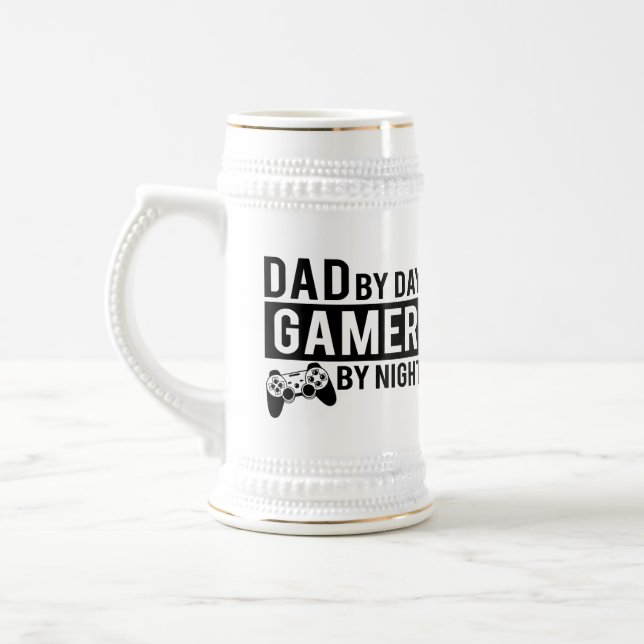 Cooler Vater-Gamer-Wortkunst  Bierglas (Links)