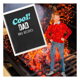 Cooler Vater GRILLEN Recipes Blue Retro Personalis Notizbuch