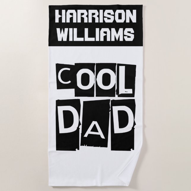 Cooler Vater Individuelle Name Moderne Schwarz-Wei Strandtuch (Vorderseite)