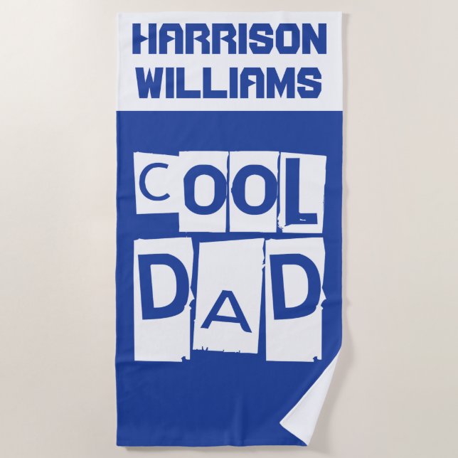 Cooler Vater Individuelle Name Modernes Blau und W Strandtuch (Vorderseite)