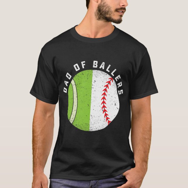 Cooler Vater von Ballers Baseball Tennis Player T-Shirt (Vorderseite)