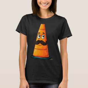 Cooler Verkehrsleitkegel mit braunem Schnurrbartba T-Shirt
