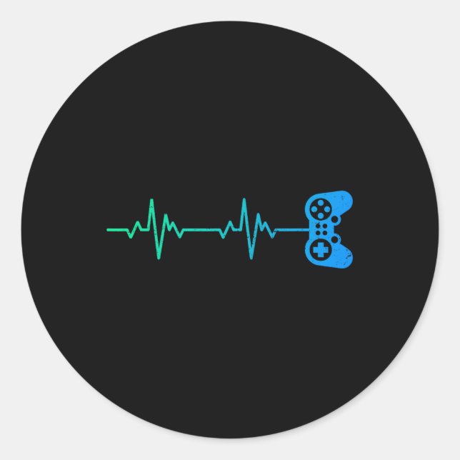 Cooler Videospielcontroller von Heartbeat Runder Aufkleber (Vorderseite)