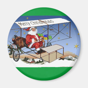 Cooler Vintage-Doppeldecker Weihnachtsmann Magnet