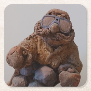 Cooler Vintage-Ton-Skifahrer Rechteckiger Pappuntersetzer