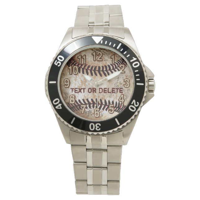 Cooler Vintager Baseball Den TEXT überwachen oder  Armbanduhr (Vorderseite)