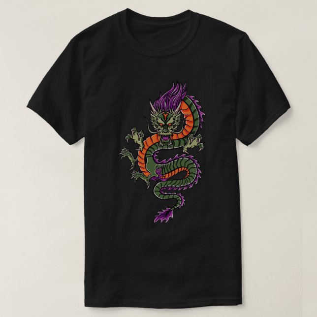 Cooler Vintager chinesischer Drache 1 T-Shirt (Design vorne)