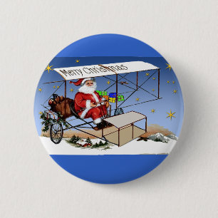 Cooler Vintager Doppeldecker Weihnachtsmann Button