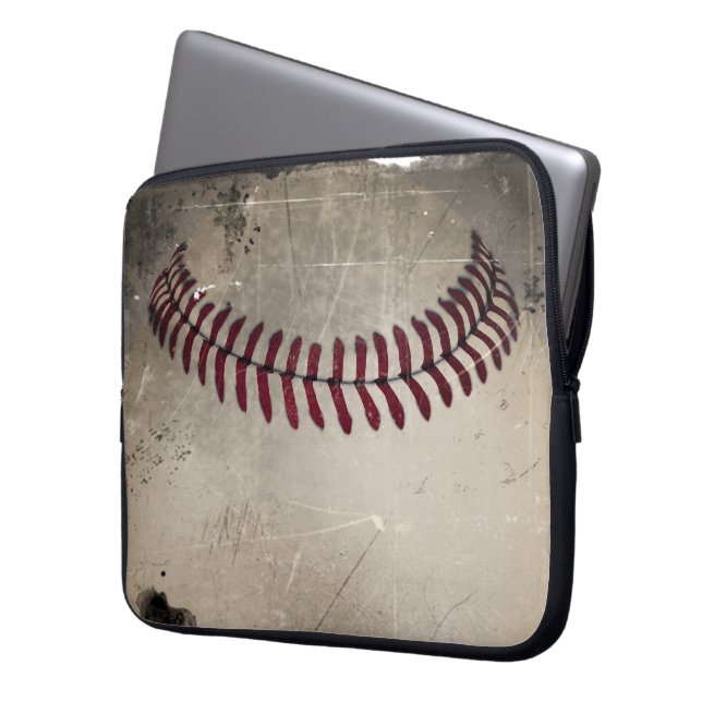 Cooler Vintager Grunge-Baseball Laptopschutzhülle (Vorderseite Links)