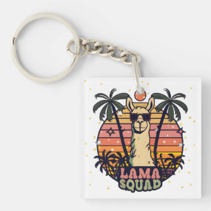Cooler Vintager Retro Llama Squad Schlüsselanhänger