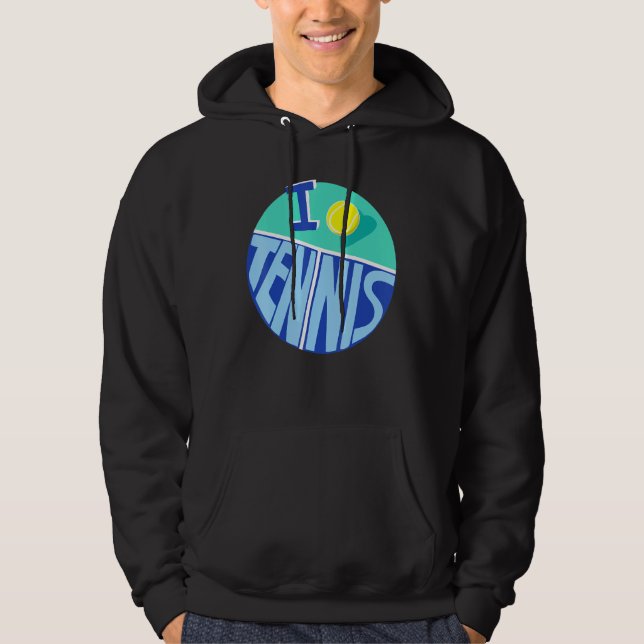 Cooler Vintager Stil I Liebe Tennis Hoodie (Vorderseite)