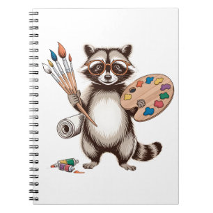 Cooler Waschbär-Maler-Illustration Notizblock