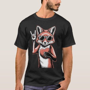 Cooler Waschbär Rockt Grafik Rotes Herz Müll-Panda T-Shirt