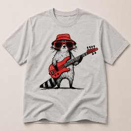 Cooler Waschbär spielt rote Bassgitarre T-Shirt