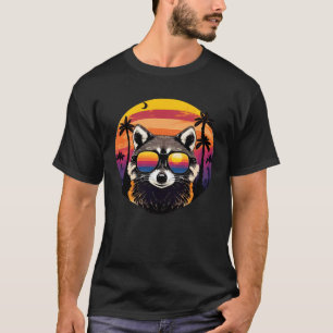 Cooler Waschbär Tier mit Sonnenbrille Bunt Su T-Shirt
