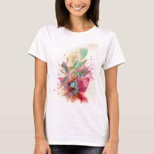 Cooler Wasserfarben Musiknoten-Wirbel dreifachen T-Shirt