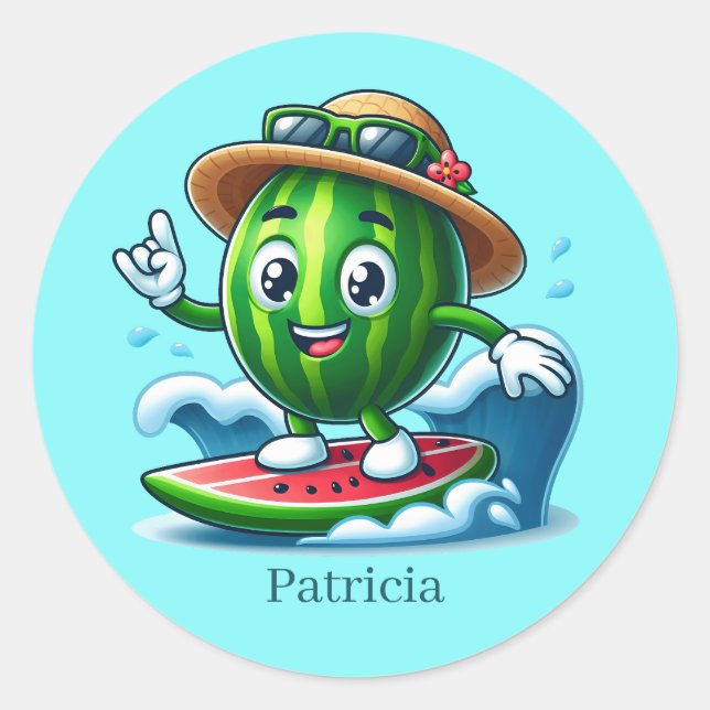 Cooler Wassermelonenname Runder Aufkleber (Vorderseite)