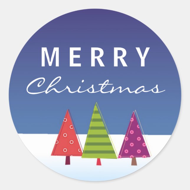 Cooler Weihnachtsaufkleber mit abstrakten Bäumen Runder Aufkleber (Vorderseite)