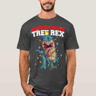 Cooler Weihnachtsbaum Dinosaur Fairy Lights Christ T-Shirt