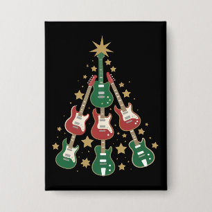 Cooler Weihnachtsbaum für Gitarrenliebhaber Weihna Button