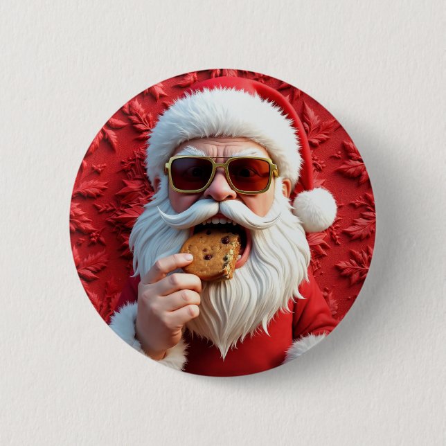 Cooler Weihnachtsmann Button (Vorderseite)