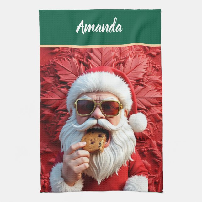 Cooler Weihnachtsmann Geschirrtuch (Vertikal)