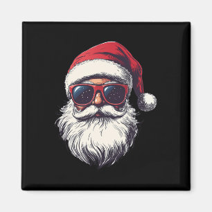 Cooler Weihnachtsmann im Retro-Gesicht Weihnachtsm Magnet