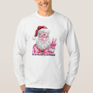Cooler Weihnachtsmann mit Bubblegum und Friedensze T-Shirt