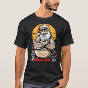 Cooler Weihnachtsmann mit Tattoos Weihnachtsmann T-Shirt