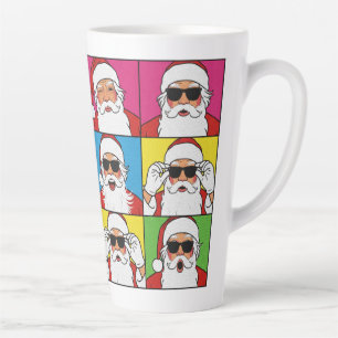 Cooler Weihnachtsmann Pop Art mit Sonnenbrille Milchtasse