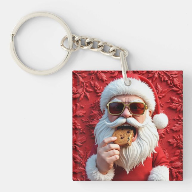Cooler Weihnachtsmann Schlüsselanhänger (Vorderseite)