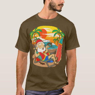 Cooler Weihnachtsmann Sonnenuntergang Tropisch Haw T-Shirt