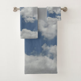 Cooler Weiß-Wolken-Foto-Druck-Entwurf Badhandtuch Set