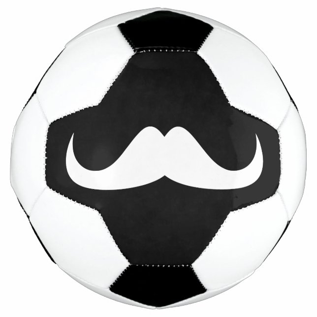 Cooler weißer Handlebar-Schnurrbart auf schwarz Fußball (Vorderseite)