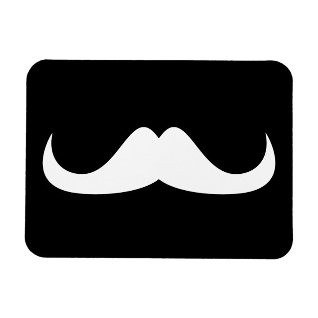 Cooler weißer Handlebar-Schnurrbart auf schwarz Magnet (Horizontal)