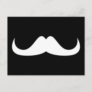 Cooler weißer Handlebar-Schnurrbart auf schwarz Postkarte