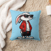 Cooler Weißer Hase in roter Jacke