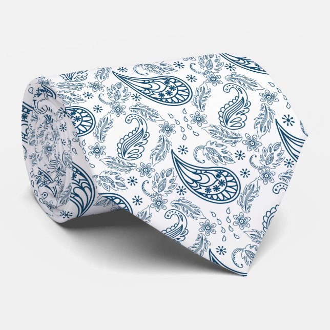 cooler, weißer Paisley-Ziegel Krawatte (Gerollt)