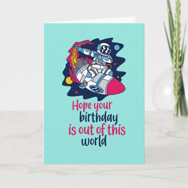 Cooler Weltraumpuff Funny Astronaut Geburtstag Karte (Vorderseite)