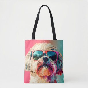 Cooler West Highland White Terrier Hund mit Sonnen Tasche