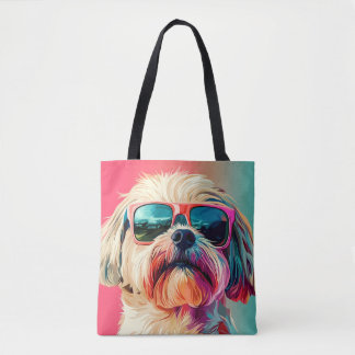 Cooler West Highland White Terrier Hund mit Sonnen Tasche