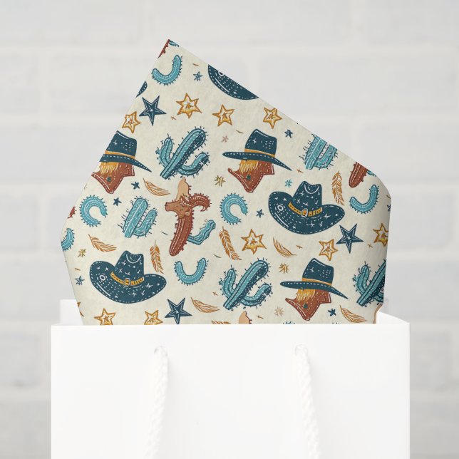Cooler Western Cowboy gekachelt Seidenpapier (Geschenktüte)