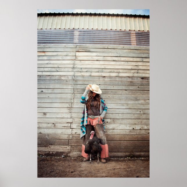 Cooler Western Cowgirl mit türkischer Fotografie Poster (Vorne)