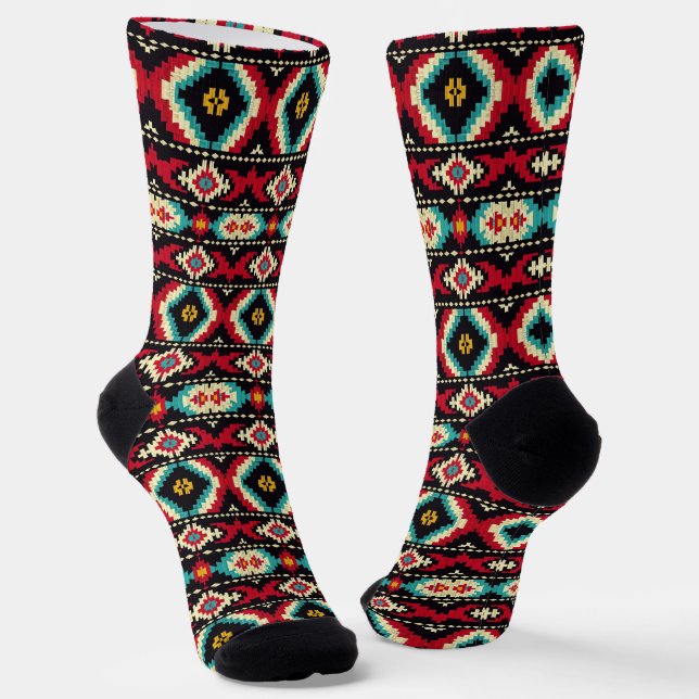Cooler Western Imitate Strick Aztec Socken (Gewinkelt)